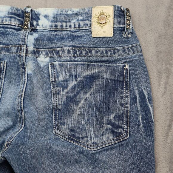 Cello Pants Womens 7 Blue Mid Rise Distressed Flared 5 Pockets Denim Jeans - Picture 16 of 16